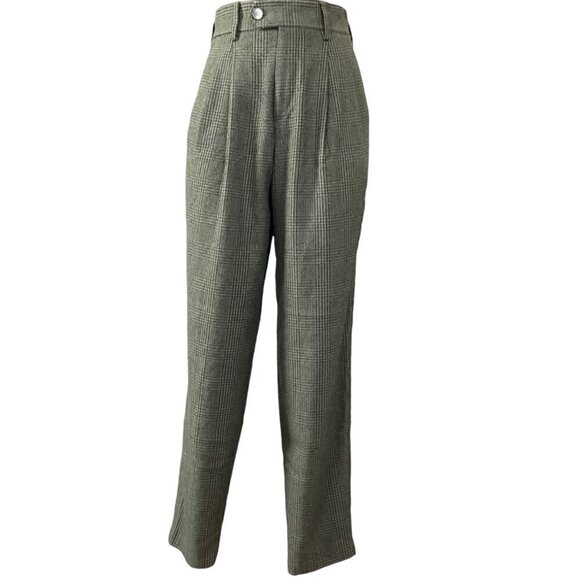 ASOS Design Pleated Trouser Pants Olive Green & Black Glen Plaid 28x30 #314F - Picture 7 of 9